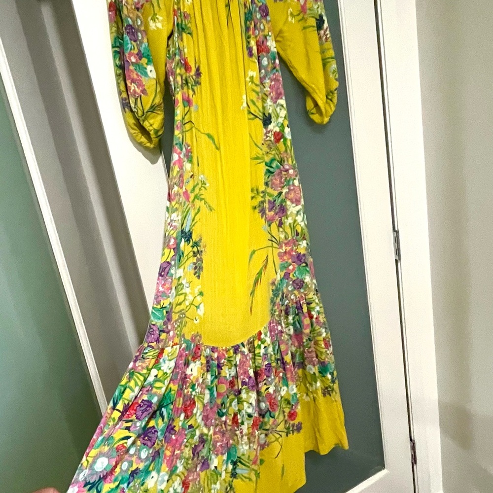 Anthropologie Yellow Floral Maxi Dress